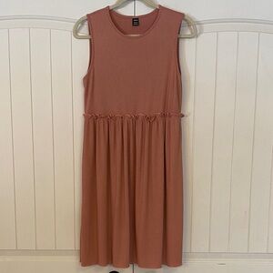 SHEIN Ribbed Sleeveless Midi Dress in Dusty Rose